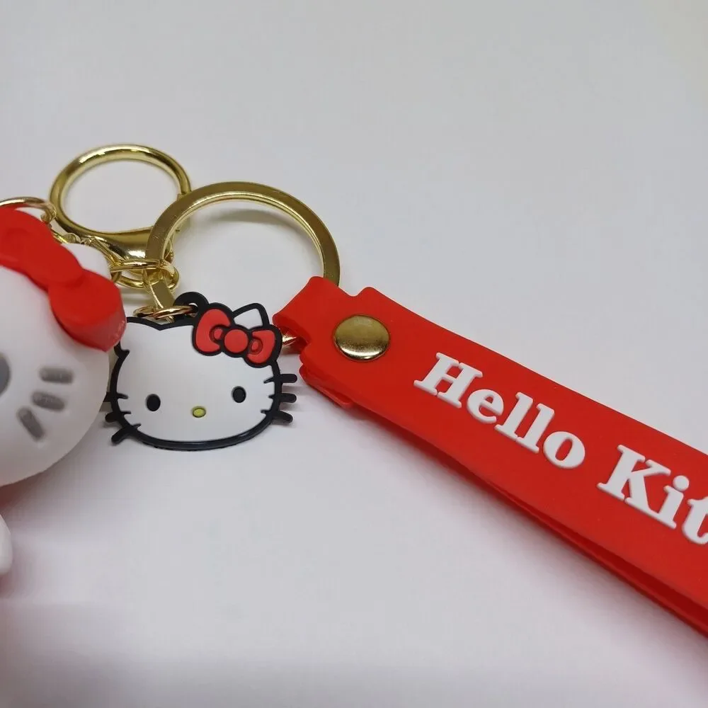 Sanrio HELLO KITTY Red Molded 3D FIGURE KEYCHAIN Charm Backpack Fob Carry‎ Strap